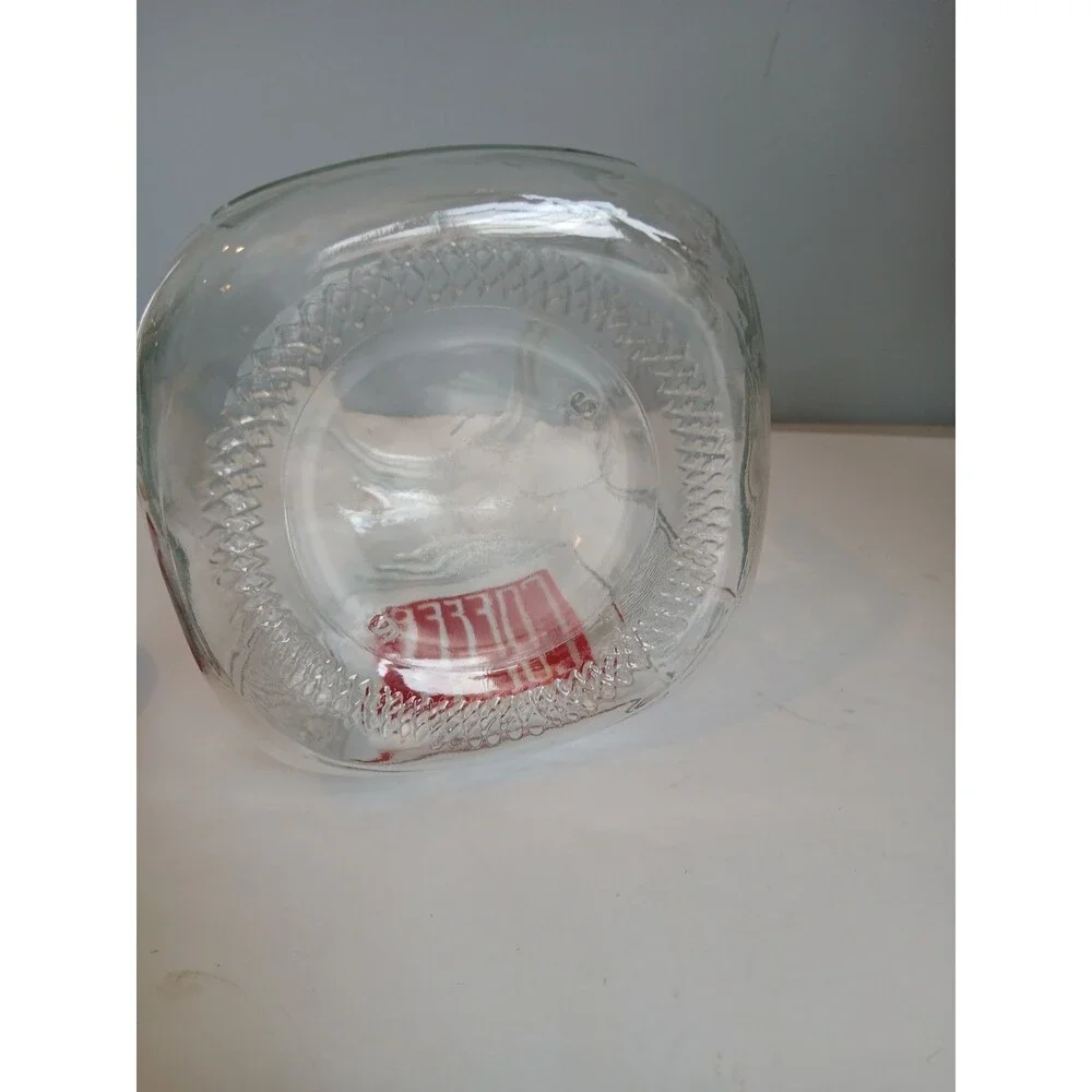 Vintage Hoosier Cabinet Glass Canister COFFEE Jar w/ Lid Red Letters